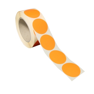 Pastilles autocollantes de couleur, en papier orange | 50 mm