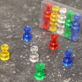 Magnetpins, ø = 10 mm, zu 10 Stück im Set blau|grün|gelb|rot|transparent