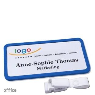 Porte-badges avec clip plastique Office 40, bleu 