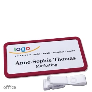 Porte-badges avec clip plastique Office 40, violet bordeaux 