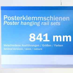 Profils porte-affiche plastique, à insérer 841 mm | transparent | 2 cintres