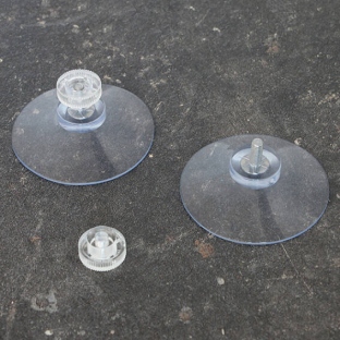 Saugnäpfe mit Rändelmutter 50 mm | M4, 10 mm lang | Rändelmutter aus transparentem Kunststoff