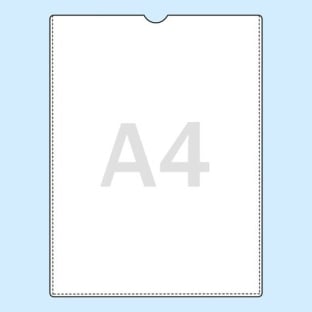 Pochette plastique non-perforée pour A4, ouverture petit côté, transparent 