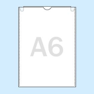 Pochette plastique non-perforée pour A6, ouverture petit côté, transparent 