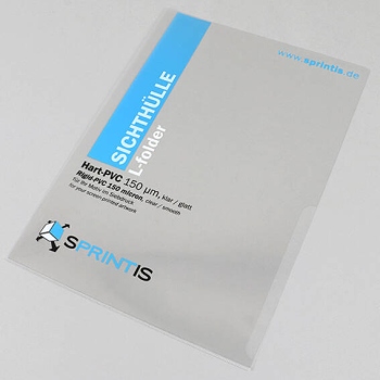 Pochettes transparentes pour format A4, PVC rigide 150 µm, sérigraphie | Production sur mesure 