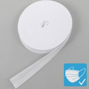 Schrägband, Baumwolle, 20 mm, weiß (Rolle mit 25 m) 