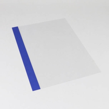 Einbanddeckel Folie A4, Kartonleiste Lederstruktur matt mit Aufschlag-Rille, dunkelblau/transparent