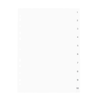 Intercalaires pour format A4, lot de 10 (1-10), blanc (1 lot) 