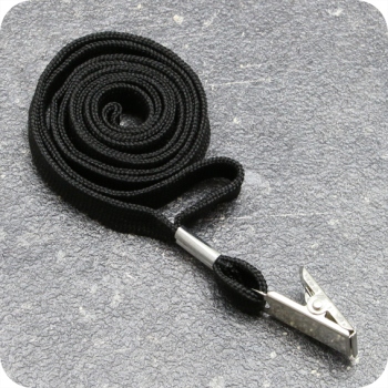 Lanyard, largeur 10 mm noir | avec clip métal bulldog