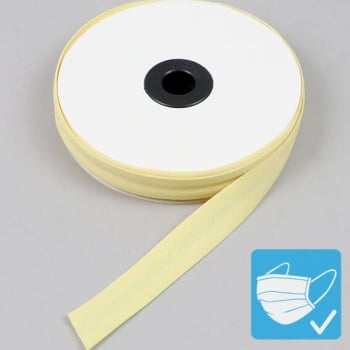 Bande de fixation de biais, coton et polyester, 20 mm (rouleau de 25 m) jaune clair