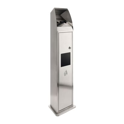 Cendrier poubelle sur pied, acier inoxydable, argent 
