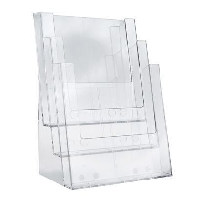 Porte-brochure, 3 compartiment, polystyrène, portrait, transparent, Taymar 