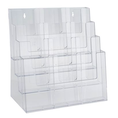 Porte-brochure, 4 compartiment, polystyrène, portrait, transparent, Taymar 