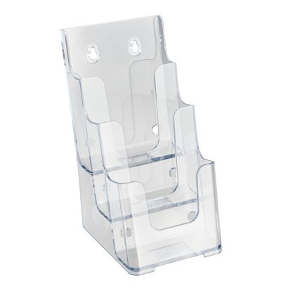 Porte-brochures mural/sur pied, 3 compartiment, polystyrène, transparent PTXC 