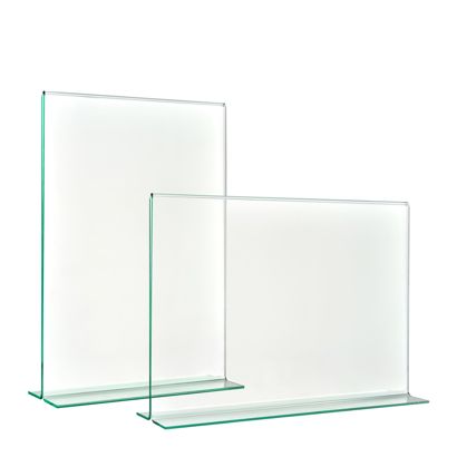 Présentoir en T à aspect verre, PMMA (acrylique), transparent 