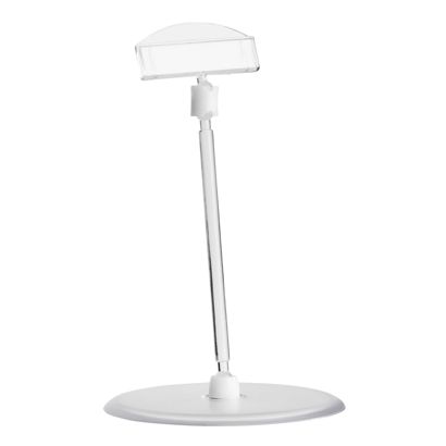 Sign-Clip mit Preishalter und Tellerfuß (Ø 90 mm), 10 cm Verlängerung, transparent 