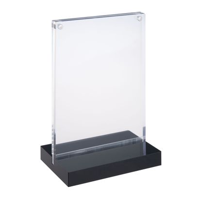 magnetischer T-Aufsteller mit schwarzem Sockel A6 - 105 x 148 mm  | Hochformat 