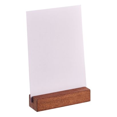 Kartenhalter aus Holz gerader Einsteckschlitz | braun | 100 mm | gebeizt