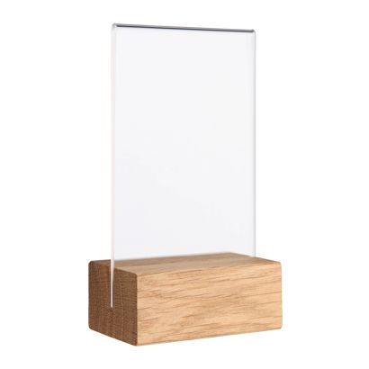 Tischaufsteller MODUL, Acrylglastasche mit Holzsockel Holzsockel mit geradem Einsteckschlitz | Eiche | A7