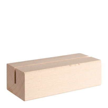 Kartenhalter aus Holz, Sockel für variables Stecksystem MODUL gerader Einsteckschlitz | 100 mm | Buchenholz