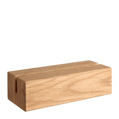 Kartenhalter aus Holz, Sockel für variables Stecksystem MODUL gerader Einsteckschlitz | 105 mm | Eichenholz