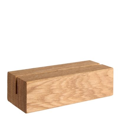 Kartenhalter aus Holz, Sockel für variables Stecksystem MODUL gerader Einsteckschlitz | 100 mm | Eichenholz
