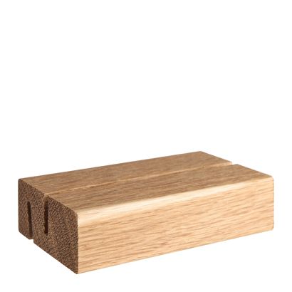 Kartenhalter aus Holz, Sockel für variables Stecksystem MODUL gerader und schräger Einsteckschlitz | 100 mm | Eichenholz