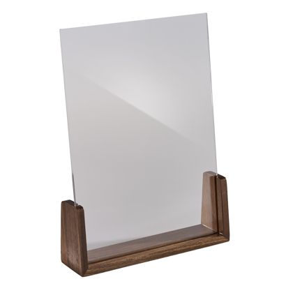Tischaufsteller Holz LignoLine Hochformat | A4 | Walnussholz, Acryl (PMMA)