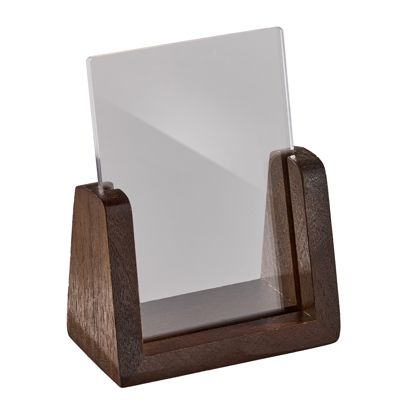 Tischaufsteller Holz LignoLine Hochformat | A7 | Walnussholz, Acryl (PMMA)