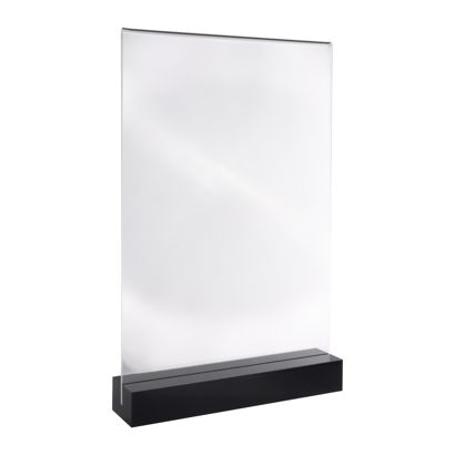 Tischaufsteller MODUL, Acrylglastasche mit Acrylsockel schwarz, transparent | A4 | glänzend