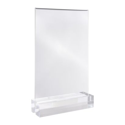 Tischaufsteller MODUL, Acrylglastasche mit Acrylsockel transparent | A5 | glänzend