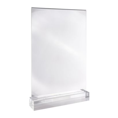 Tischaufsteller MODUL, Acrylglastasche mit Acrylsockel transparent | A4 | glänzend