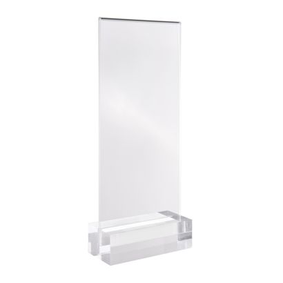 Tischaufsteller MODUL, Acrylglastasche mit Acrylsockel transparent | 1/3 A4 | glänzend