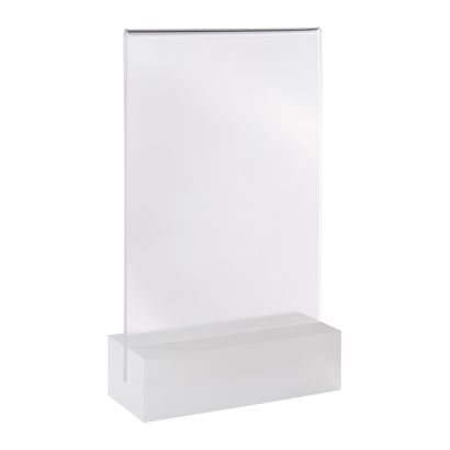 Tischaufsteller MODUL, Acrylglastasche mit Acrylsockel transparent | A6 | matt