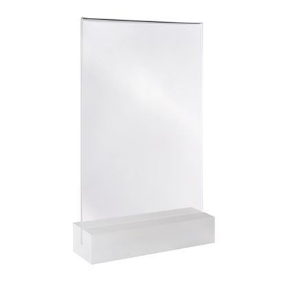 Tischaufsteller MODUL, Acrylglastasche mit Acrylsockel transparent | A5 | matt
