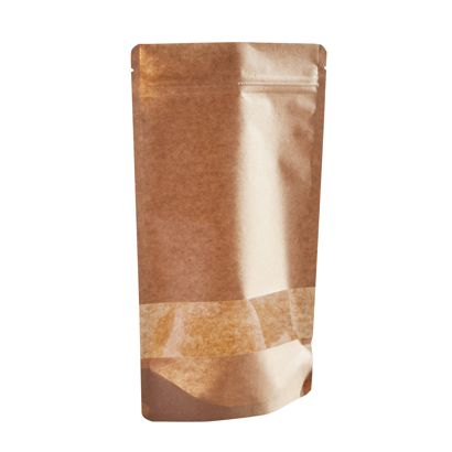 Standbodenbeutel Kraftpapier mit Sichtfenster 300 x 370 mm  | braun 