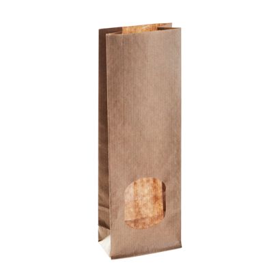 Blockbodenbeutel Papier mit Fenster 55 x 30 x 175 mm