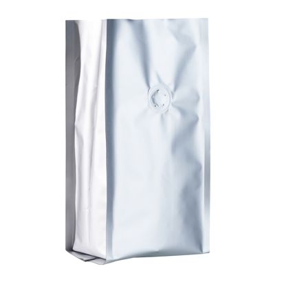 Kaffeebeutel mit Aromaschutzventil, silber 245 x 100 mm