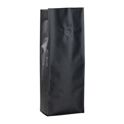 Seitenfaltenbeutel mit Aromaschutzventil, schwarz 330 x 105 mm