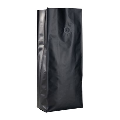 Seitenfaltenbeutel mit Aromaschutzventil, schwarz 380 x 130 mm