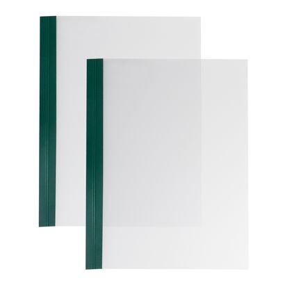 Einbanddeckel Folie A4, NOBLESS, Kartonleiste mit Aufschlag-Rille grün, transparent