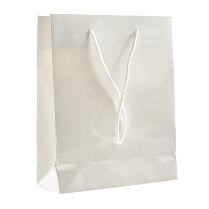 Geschenktasche, glänzend weiß  | 20 x 25 x 8 cm 