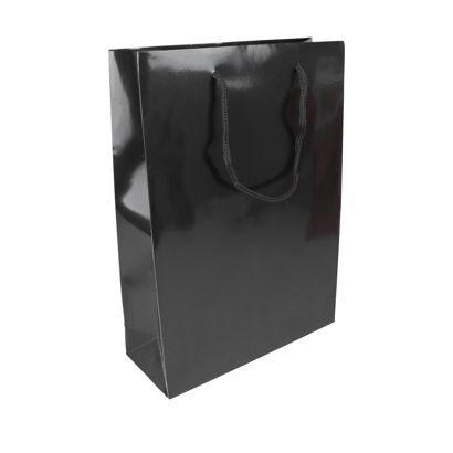 Geschenktasche, glänzend schwarz | 26 x 36 x 10 cm