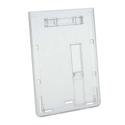 Porte-badge en plastique dur avec curseur transparent, portrait 