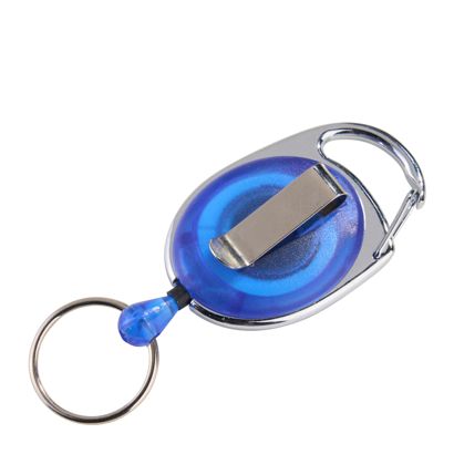 Ausziehbarer Schlüsselanhänger mit Clip blau, transparent