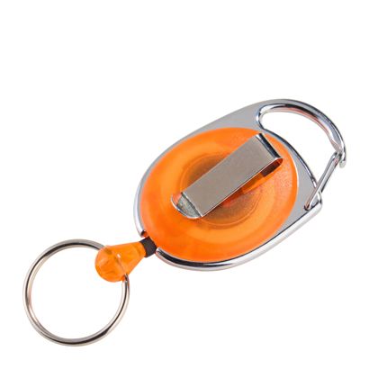 Ausziehbarer Schlüsselanhänger mit Clip orange, transparent