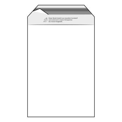 Klappenbeutel, wiederverschließbar, PE-Folie, transparent 180 x 250 mm - recycelt