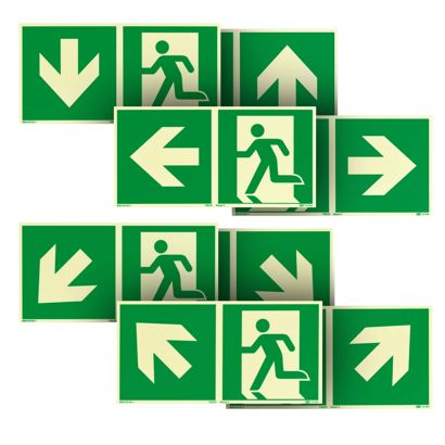 Fluchtwegschild langnachleuchtend, Kunststoff, ISO 7010 