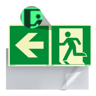Fluchtwegschild langnachleuchtend, Kunststoff, ISO 7010 links