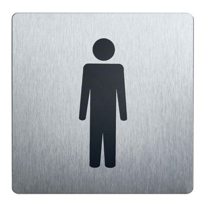 Panneaux d'information, acier inoxydable, 90 x 90 mm Messieurs 